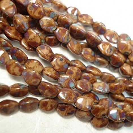 5x3mm Czech Pinch Beads - Beige-Picasso - Pack of 50 5x3mm Czech Pinch Beads - Beige-Picasso - Pack of 50