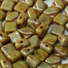 6mm 2-Hole Silky Beads - Op Grey Picasso - Pack of 40