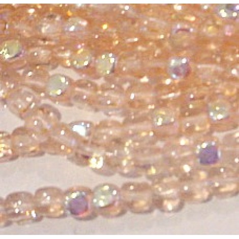 4mm Rosaline AB Czech Cube Beads - Pack of 50