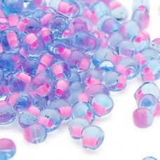 4mm Miyuki Magatama Drops - Fuchsia Lined Blue AB - 12gm