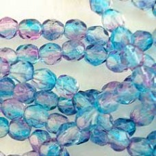 4mm Czech Firepolished Beads - Pink/Blue- Pack of 50