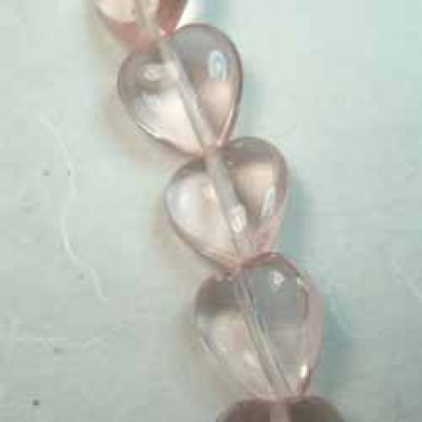 12mm Pink Czech Pressed Heart Beads