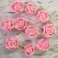 11x6mm Pink Polymer Clay Rose Beads