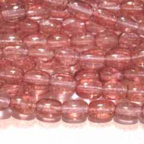 6x4mm Transp Topaz/Pink Luster Czech Rice Beads - Pack of 20 6x4mm Transp Topaz/Pink Luster Czech Rice Beads - Pack of 20