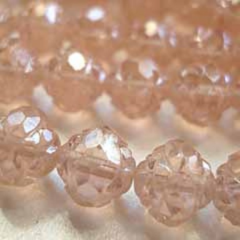 7x8mm Luster Pink/Crystal Czech Rosebud Beads - Pack of 10