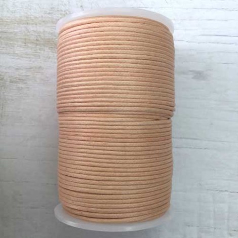 2mm Lightly Waxed Peach Natural Cotton Cord - 100 metre