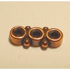 12mm TierraCast Pip 3-Hole Spacers - Ant Copper - Pack of 4
