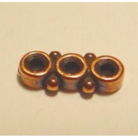12mm TierraCast Pip 3-Hole Spacers - Ant Copper