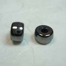 6mm Czech Pony Beads - Hematite - Pack of 20