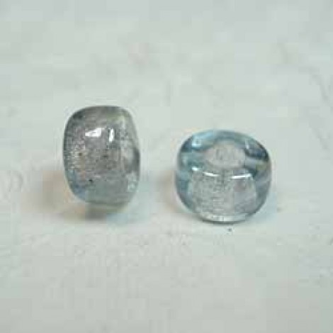 6mm Czech Pony Beads - Transparent Blue Lustre - Pack of 20 6mm Czech Pony Beads - Transparent Blue Lustre - Pack of 20