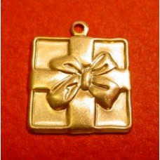 15mm Gift Raw Pressed Brass Charm - Pack of 4