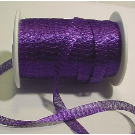 6mm WireLace Metallic Tubular Ribbon - Purple - Per metre