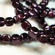 4mm Czech Glass Pearl Cubes - Plum- Pack of 50