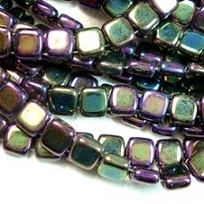 6mm Czechmates Two Hole Tile Beads - Purple Iris - Pack of 20