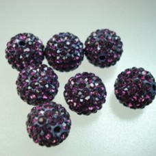 10mm Purple Crystal Pave Beads - Pack of 10