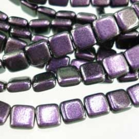 6mm CzechMates 2-Hole Tiles - Polychrome Blackcurrant - Pack of 20