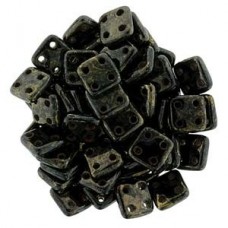 6mm CzechMates QuadraTiles - Jet Bronze Picasso - 10gm