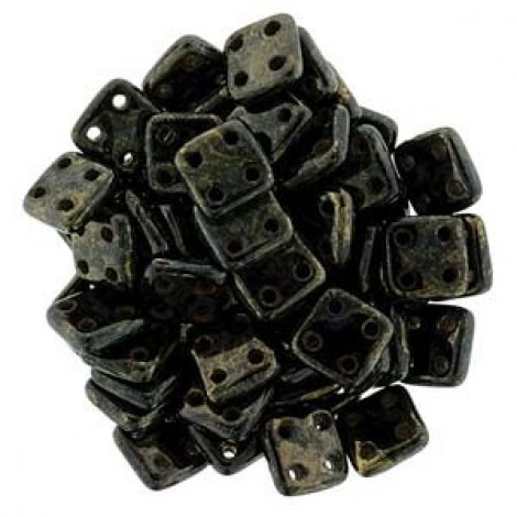 6mm CzechMates QuadraTiles - Jet Bronze Picasso - 10gm