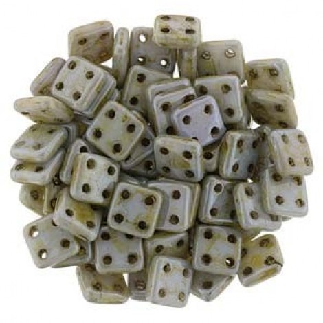 6mm CzechMates QuadraTiles - Opaque Luster Green - 10gm