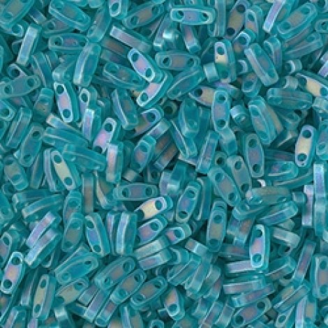5x1.2mm Miyuki Quarter Tila Beads - Matte Transparent Teal AB - 7.2gm