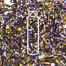5x1.2mm Miyuki Quarter Tila Beads - Purple Gold Iris - 7.2gm