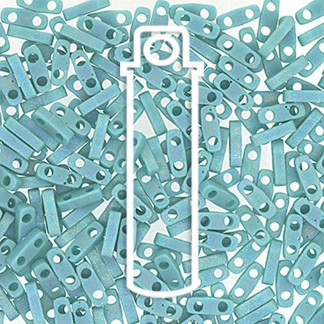 5x1.2mm Miyuki Quarter Tila Beads - Matte Opaque Turquoise AB - 7.2gm