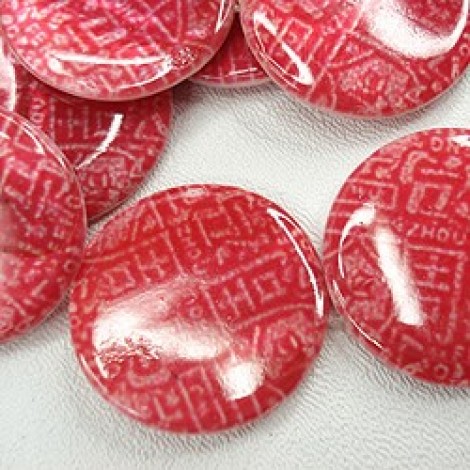 35mm Flat Round Red Shell Beads