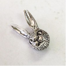 17mm Rabbit Head Charms - Antique Silver Plated - Pack of 2