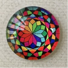25mm Art Glass Backed Cabochons - Rainbow Kaleidescope 1