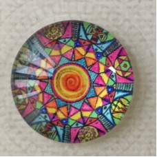 25mm Art Glass Backed Cabochons - Rainbow Kaleidescope 8 - Each