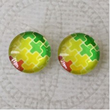 12mm Art Glass Backed Cabochons - Rainbows 5 - Per Pair