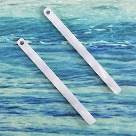 39x3mm Stick Drop Acetate Charms - Pearl - Per Pair 39x3mm Stick Drop Acetate Charms - Pearl - Per Pair