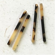 39x3mm Stick Drop Acetate Charms - Lt Tortoise - Per Pair