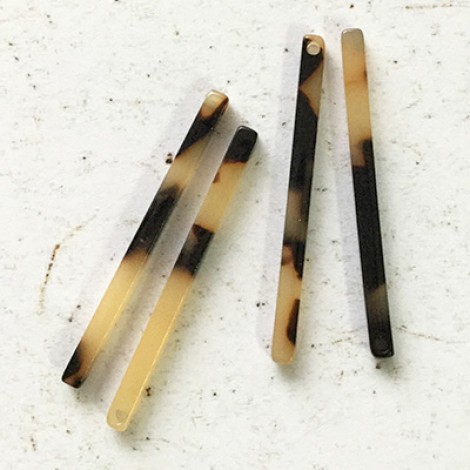 39x3mm Stick Drop Acetate Charms - Lt Tortoise - Per Pair 39x3mm Stick Drop Acetate Charms - Lt Tortoise - Per Pair