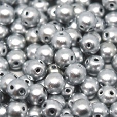 5mm RounDuo Czech 2-Hole Beads - Aluminium Silver