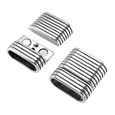 20x7mm Regaliz 2-Strand Striped Silver Magnetic Clasp - Each