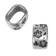 10mm Regaliz Leather Ant Silver Daisy Spacers