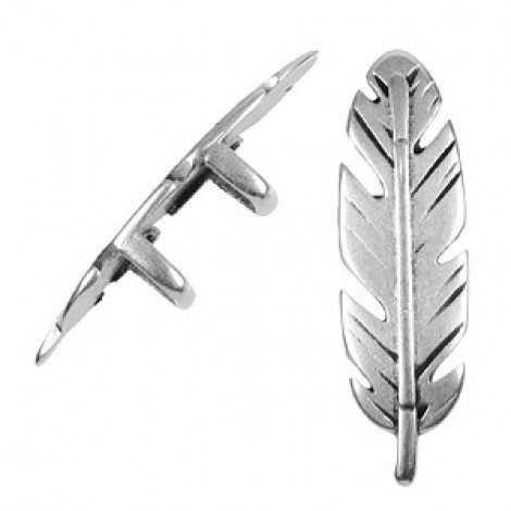 10mm Regaliz Leather Ant Silver Feather Spacers
