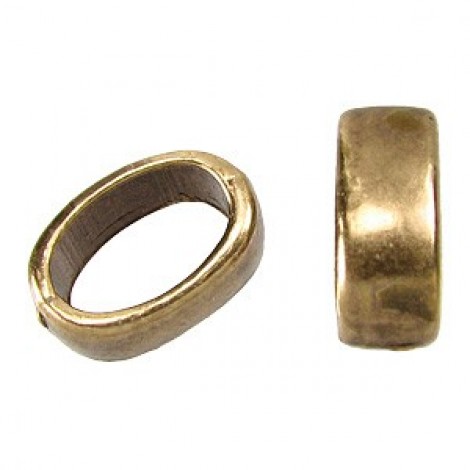 10x6mm Regaliz Leather Ant Brass Slice Ring Spacer