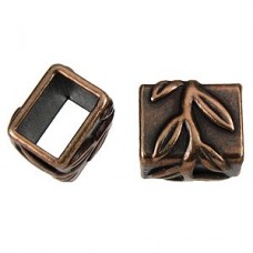10mm Regaliz Leather Ant Copper Leaf Tube Spacer - Each