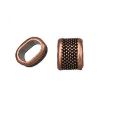 10x6mm Regaliz Large Dots Ant Copper Leather Slider - Each
