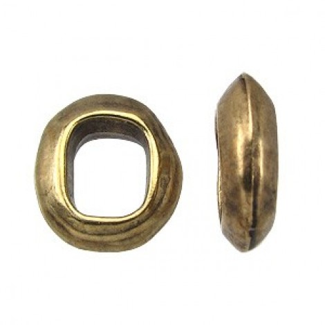 10x6mm Regaliz Leather Oval Ring Spacer - Ant Brass