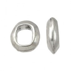 10x6mm Regaliz Leather Oval Ring Spacer - Ant Silver - Each