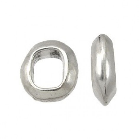 10x6mm Regaliz Leather Oval Ring Spacer - Ant Silver