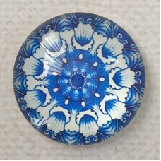 25mm Art Glass Backed Cabochons - Teal Blue Mix Design 11