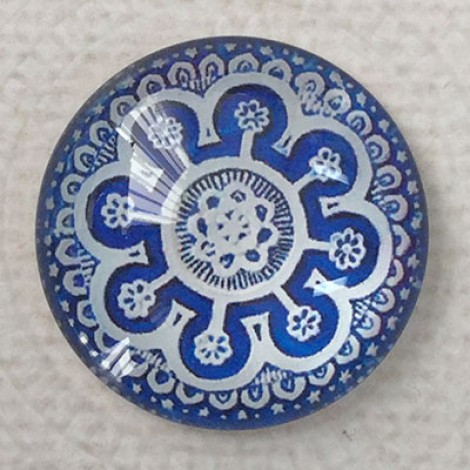 25mm Art Glass Backed Cabochons - Teal Blue Mix Design 12 - Each 25mm Art Glass Backed Cabochons - Teal Blue Mix Design 12 - Each
