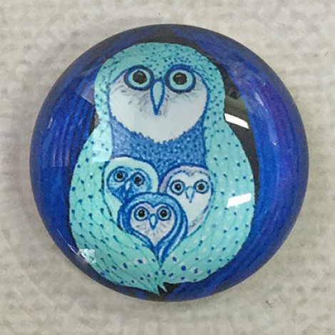 25mm Art Glass Backed Cabochons - Teal Blue Mix Design 3 - Each 25mm Art Glass Backed Cabochons - Teal Blue Mix Design 3 - Each