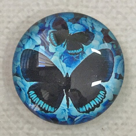 25mm Art Glass Backed Cabochons - Teal Blue Mix Design 4 - Each 25mm Art Glass Backed Cabochons - Teal Blue Mix Design 4 - Each