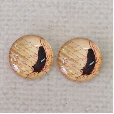 12mm Art Glass Backed Cabochons - Dreamcatcher Design 10 - Per Pair