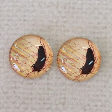 12mm Art Glass Backed Cabochons - Dreamcatcher Design 10 - Per Pair